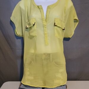 Live 4 Truth Yellow Cuffed Sleeve Polo Blouse